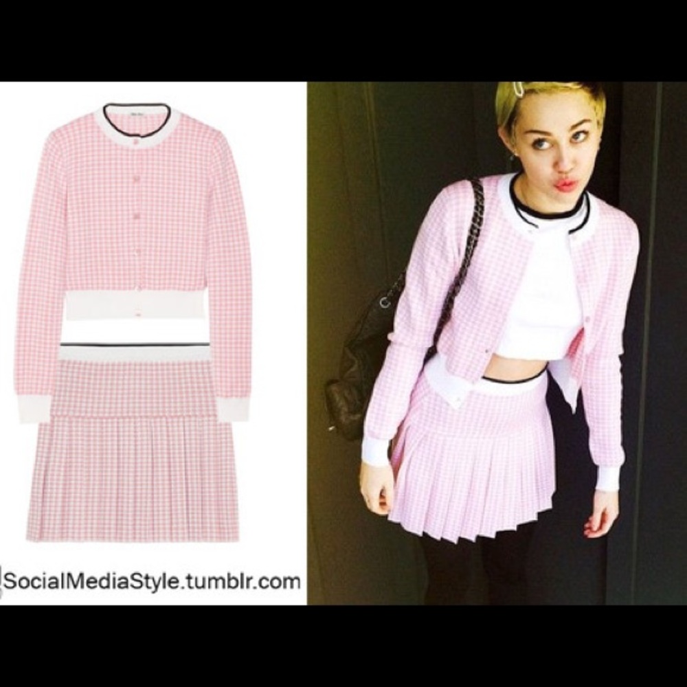 $685 Miu Miu cropped Houndstooth cardigan - Picture 7 of 8